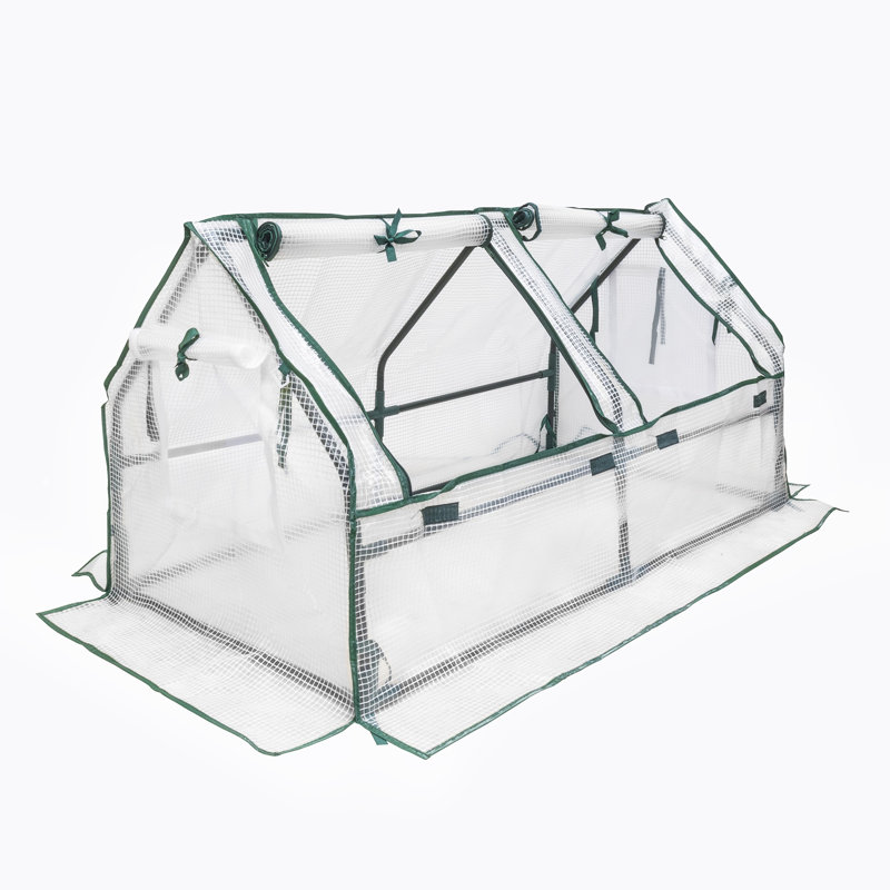 Garden Elements Metal Frame, Plastic Covered Tunnel Greenhouse, White, Mini, 47”
