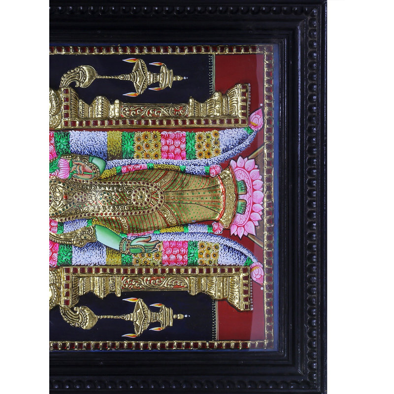 Déesse, peinture d'Andal Tanjore | Couleurs traditionnelles avec or 24 carats | Structure en bois de teck