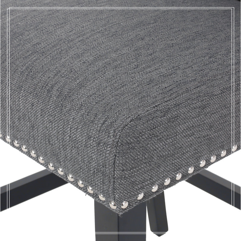 Vienna Contemporary Fabric Tufted Wingback 27 Inch Counter Stools, Set of 2, Charcoal
