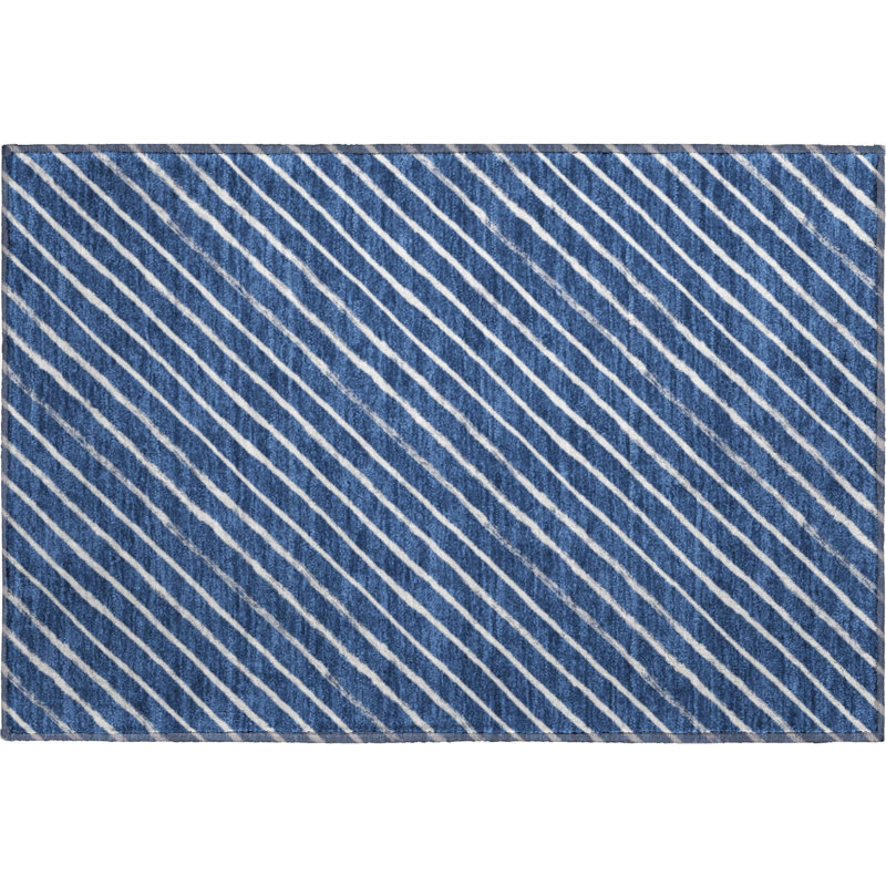 Premium Machine Washable Dockside AMF1819 Striped Holiday Rug, Rectangle 1'8" x 2'6"