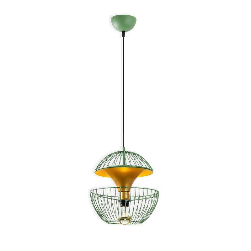 Luminaire suspendu simple en métal à hauteur réglable avec capuchon en métal, Vert