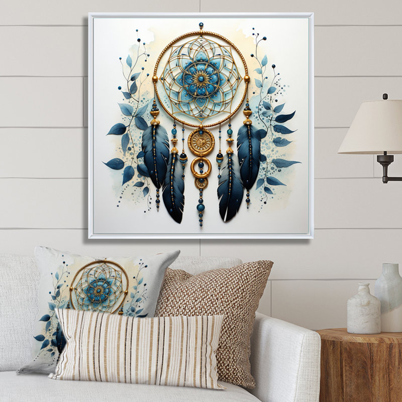 Blue Dream Catcher Minimalist Serenity I - Landscapes Canvas Print, H 30 po x l 30 po, Cadre flottant blanc