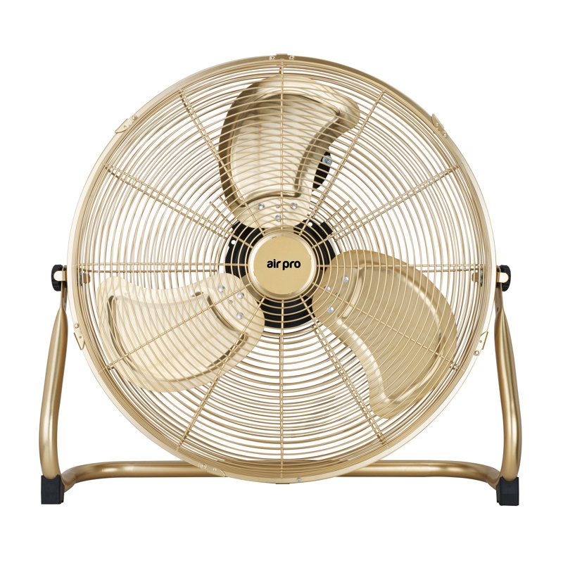 20" Floor Fan - Powerful Air Cooling Fan With 3 Speed Settings, Gold