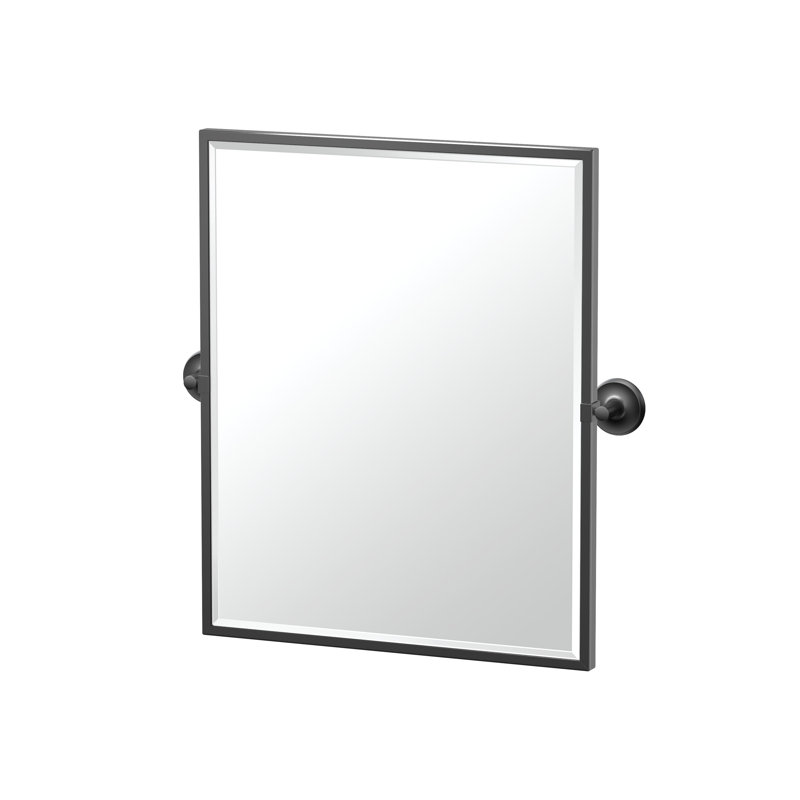 Miroir mural Designer II Miroir de salle de bain pivotant et biseauté, H 25 po x l 24,5 po, Noir mat