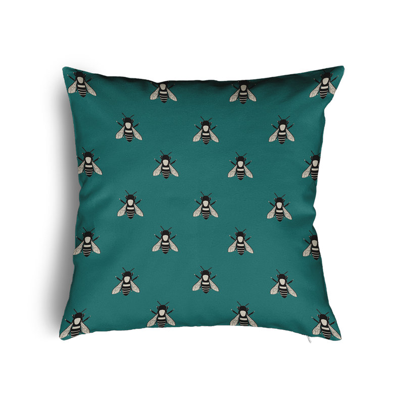 Bee Buzz Accent Pillow with Insert, Teal Bee, 16"H x 16"W