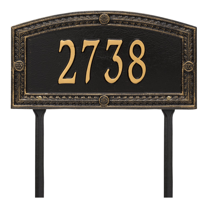 Plaque d'adresse personnalisée sur 1 ligne Hamilton, Noir / or, Oui
