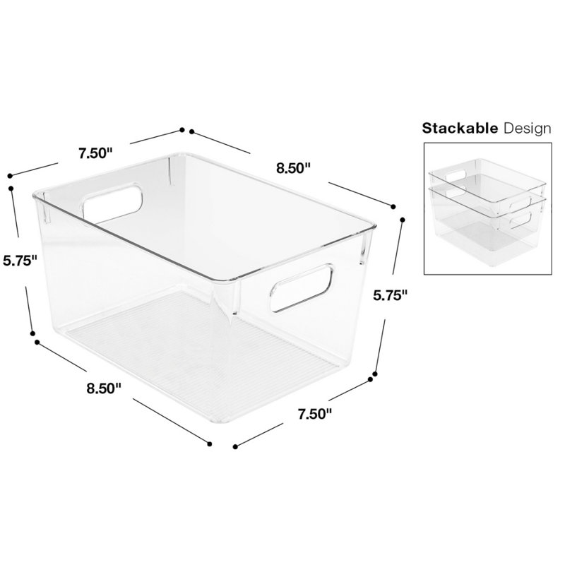 Sorbus 3-Pack Medium Clear Kitchen, Pantry, and Fridge Storage Bins with Handles