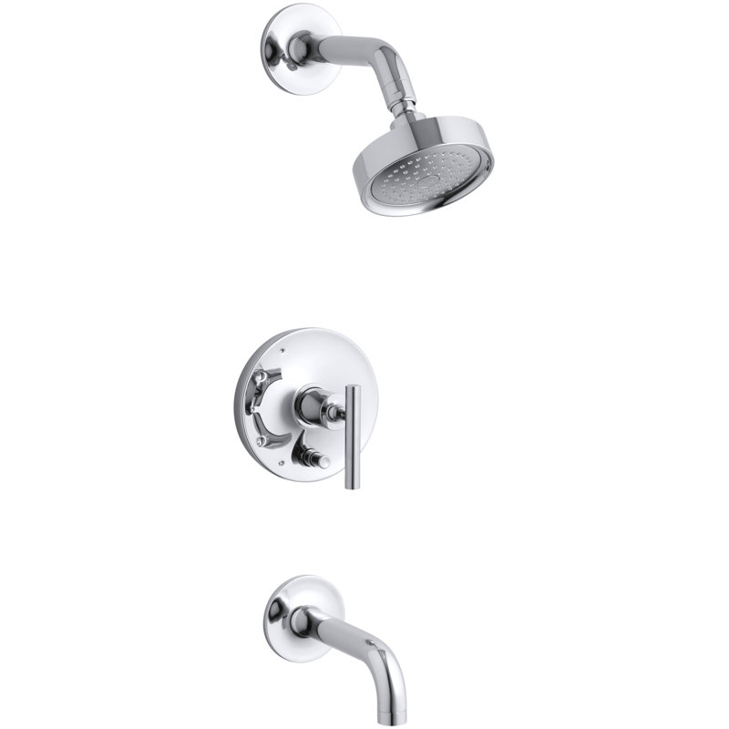 Purist Rite-Temp Pressure-Balancing Bath and Shower Faucet Trim with Push-Button Diverter, 7-3/4" Spout and Lever Handle, Valve Not Included