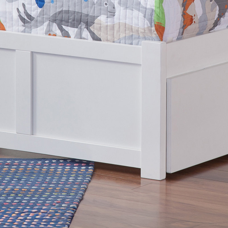 Kindig Solid Wood Platform Bed with Panel Footboard and Storage Drawers, White, Twin XL