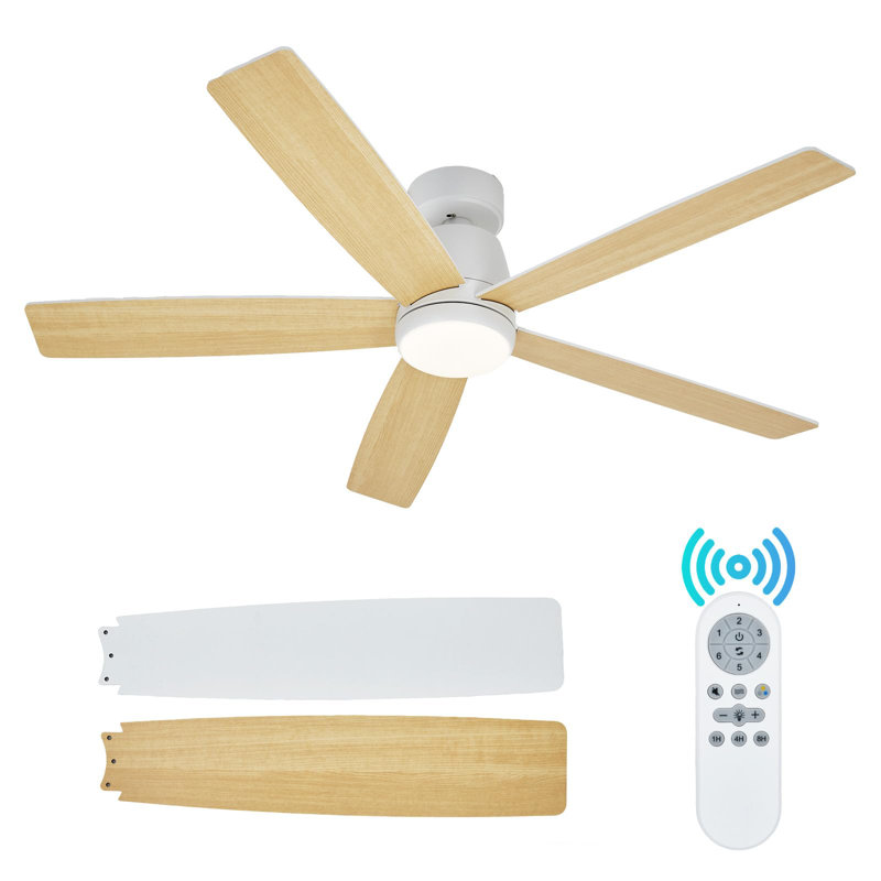 52" Ceiling Fan with Light and Remote, Modern LED 3-Color Temperature, Quiet Reversible DC Motor for Bedroom, Living Room, Dining Room, Energy Efficient Matte Black