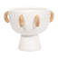 Bol décoratif rond à piédestal avec poignées en rotin tissé à la main - Bol décoratif moderne pour comptoir de cuisine ou de maison - 9 po-87211340