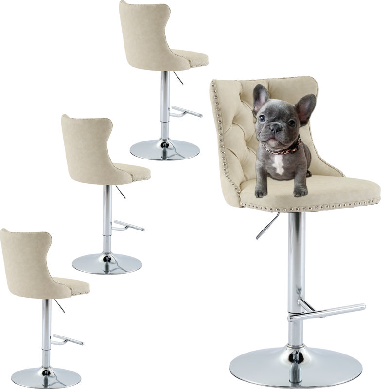 Tabourets de bar pivotants rembourrés et capitonnés (ensemble de 4), Gris