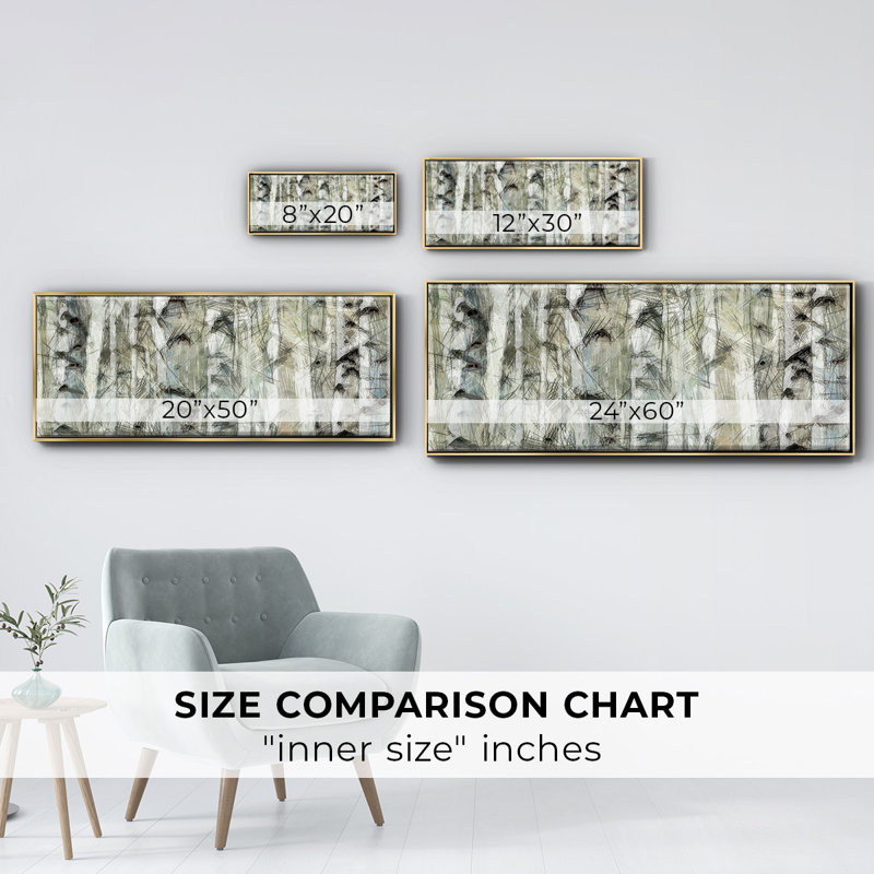 Birch II- Framed Canvas, 24" H x 60" W