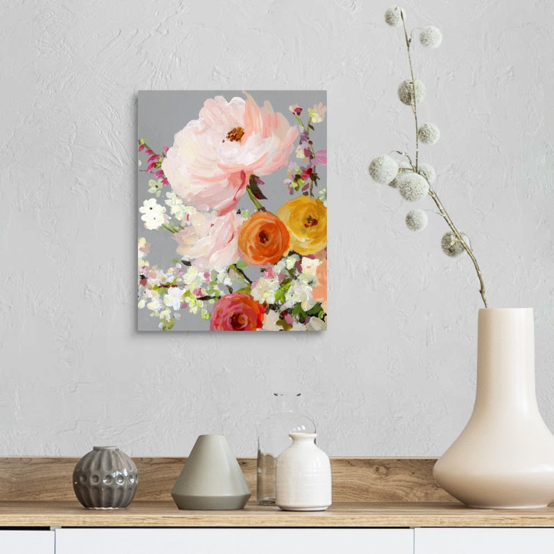 «Flower Story II» par Allison Pearce - reproduction d'art, Toile tendue, H 14 po x l 11 po x P 1,25 po
