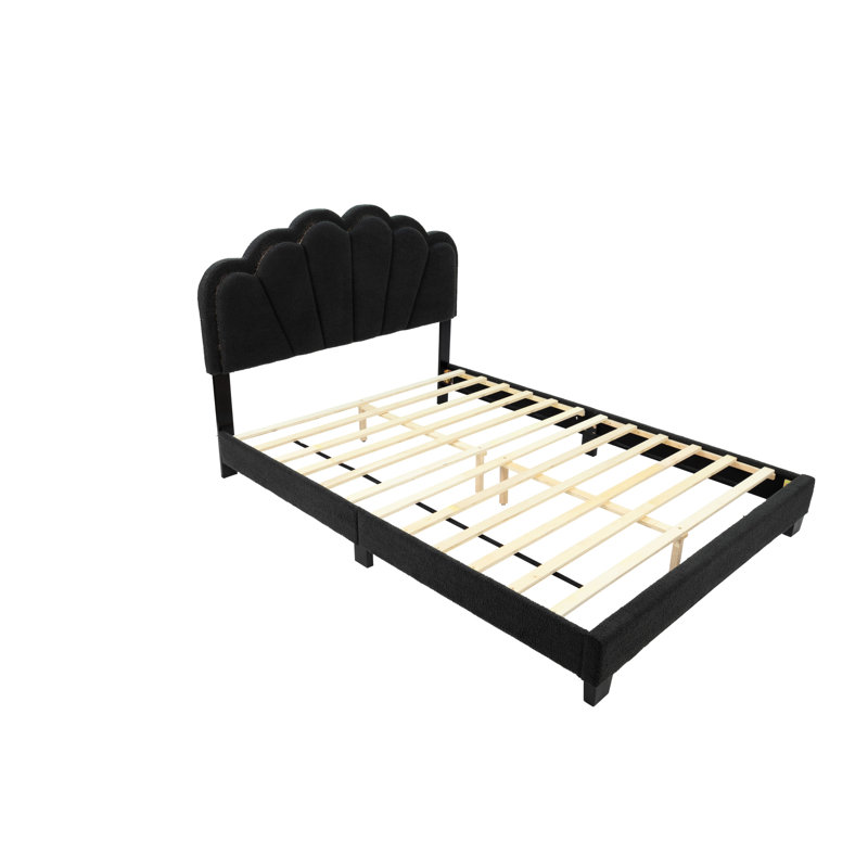 Grand lit gris anthracite, tête de lit avec lit à DEL de style moderne, lumières, sommier sans sommier, structure de chambre en bois