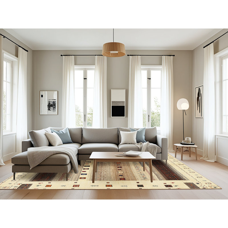 Tapis beige/brun/gris contemporain, Rectangle 8 pi x 10 pi