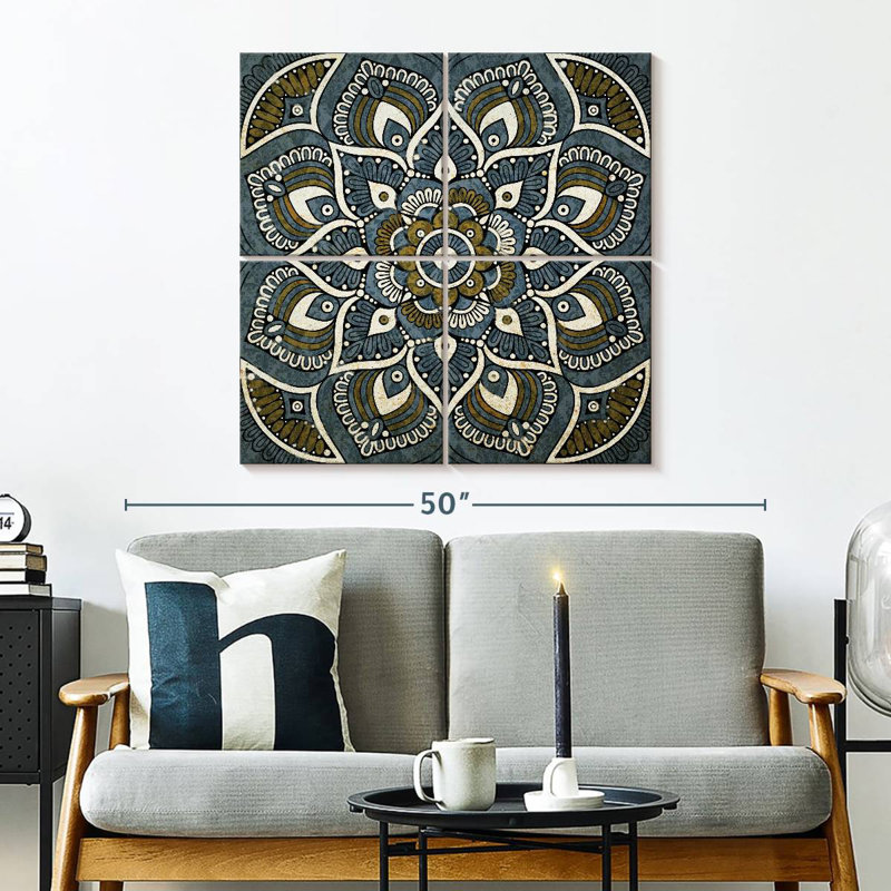Mandala Kerner aux tons neutres, H 32 po x l 32 po