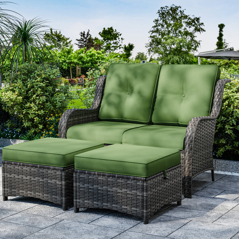 Causeuse réversible d'extérieur 49 po avec coussins Parinka, Vert