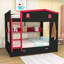 Lit superposé avec lit gigogne, tablettes de rangement et crochets-956058755-956058753