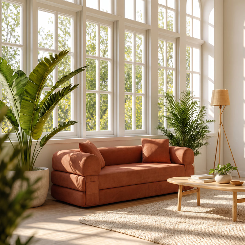 Canapé-lit convertible 3 places en velours côtelé, dimensions : 203 cm (L) x 76 cm (P) x 66 cm (H)