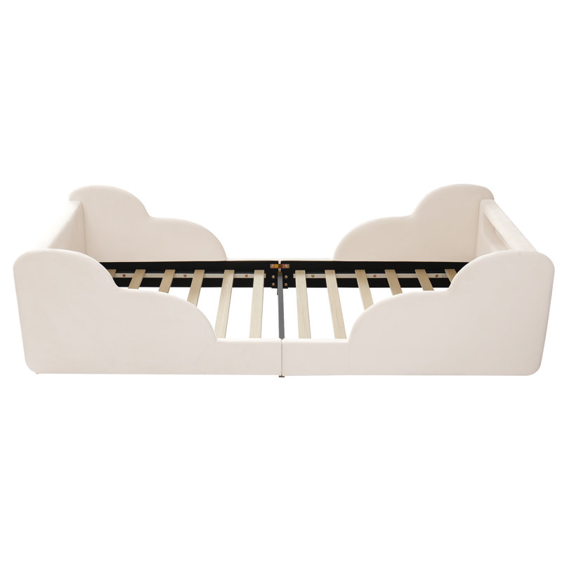 Upholstered Single (3') Bed, Beige Velvet