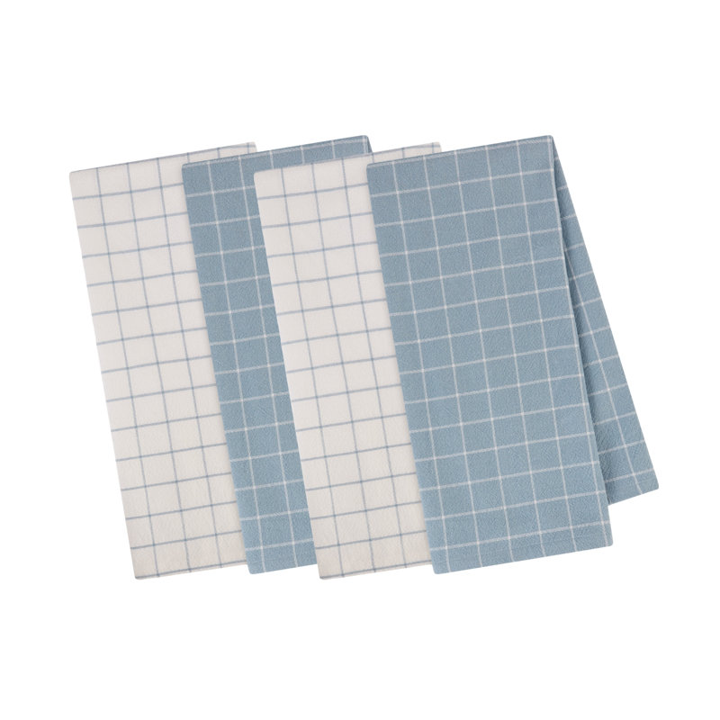 Printed Microfiber Dishtowel Set/4, Blue