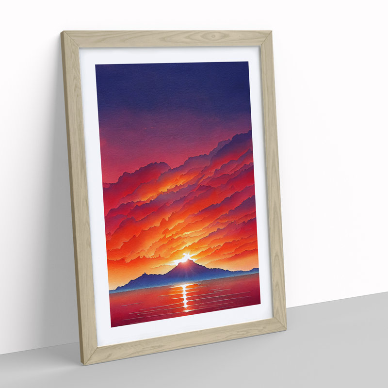 Mountain Sunset No.5 - Framed Print, 34cm H x 25cm W x 2cm D, Oak