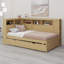 Lit de jour en bois avec tablettes de rangement, USB et lit gigogne-289429117