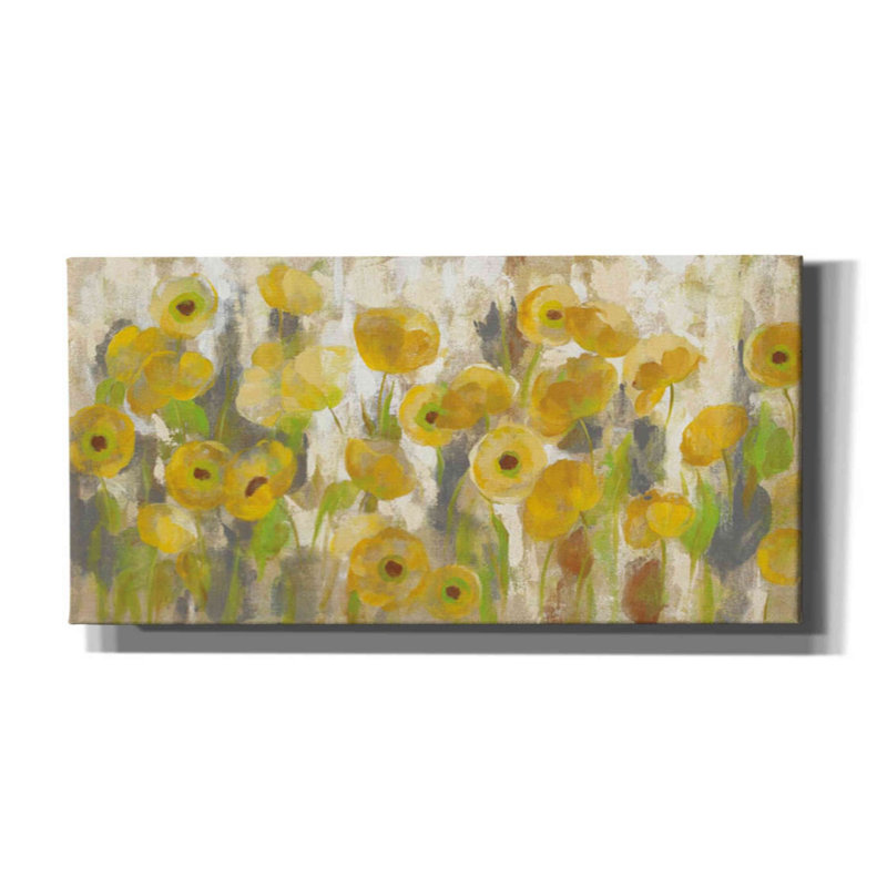 «Floating Yellow Flowers I» par Silvia Vassileva, art mural sur toile, H 12 po x l 24 po x P 0,75 po