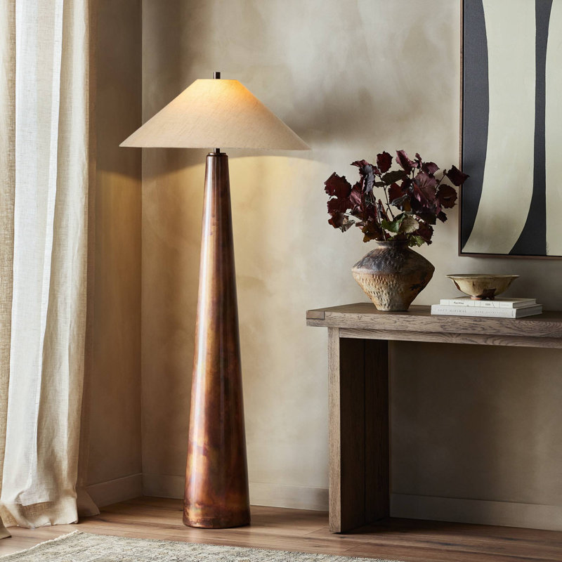 Romani Floor Lamp, Nickel, Nickel, Steel