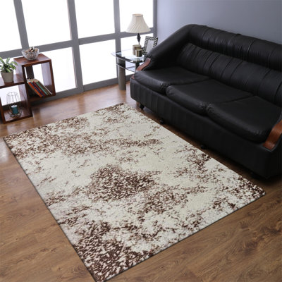 Eby Rugs for living room, Machine Made Heatset Polyproplyene Area Rugs - Rectangle, Cream Color, Abstract Modern Design, Low Pile Machine Made Area Rugs for Living Room, Bed Room