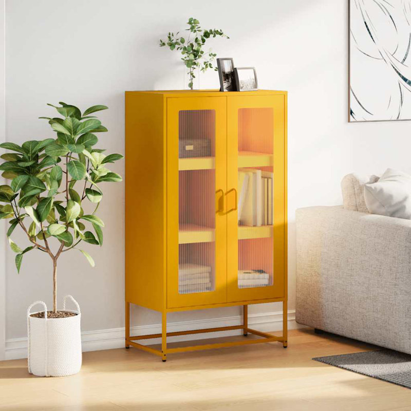 Highboard 68X39x123 Cm Steel, Mustard Yellow