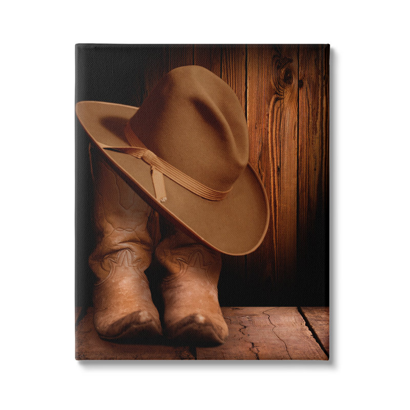 «Union Rustic Cowboy Bottes and Hat» par Marcus Prime, reproduction sur toile tendue, H 30 po x l 24 po x P 1,5 po