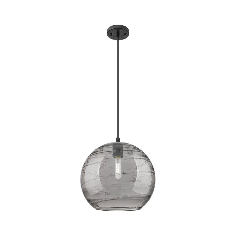 Kehlani - Luminaire suspendu suspendu torsadé 1 lumière Athens, H 128,75 po x l 12 po x P 12 po, Noir mat