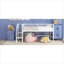 Lit plateforme en panneau de fibres à densité moyenne et métal, finition blanche, lit mezzanine simple avec rangement intégré, peu encombrant pour les chambres d'enfant