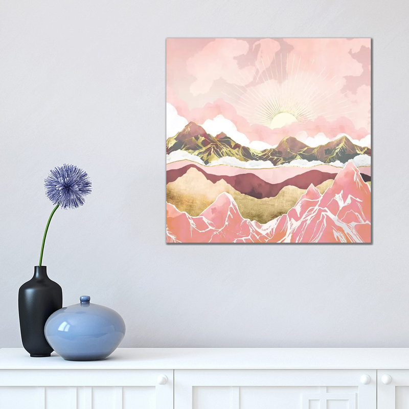 Blush Summer Sunrise - impression d'art graphique, Aucun mat, H 18 po x l 18 po x 1,5 po, Toile tendue