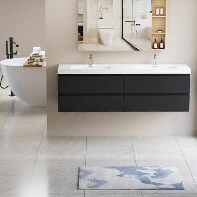 Annaka 72'' Double Bathroom Vanity with Resin Top
