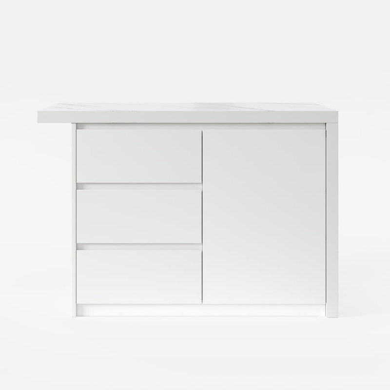 50" Modern Kitchen Islands With Storage, White
