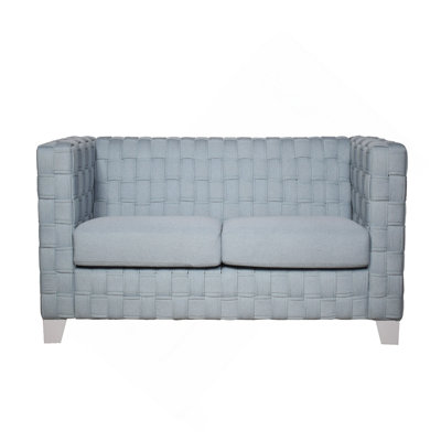Light Teal Chenille & White Finish Sofa