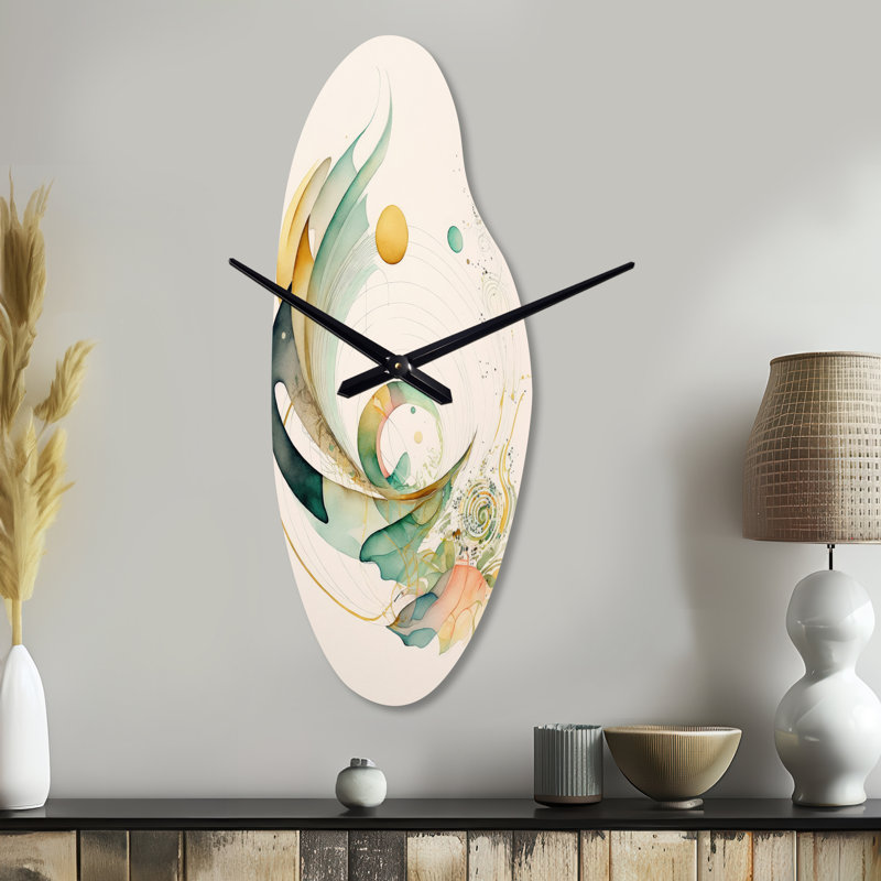 Horloge murale spirale abstraite verte, Moyenne