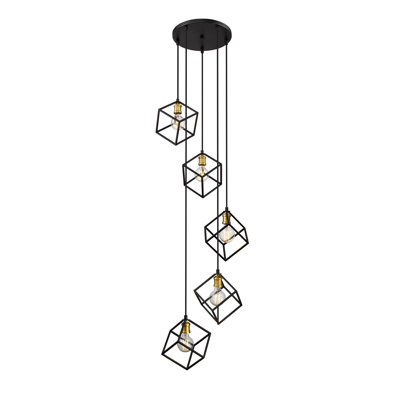 Luminaire suspendu géométrique à 5 lumières Menara