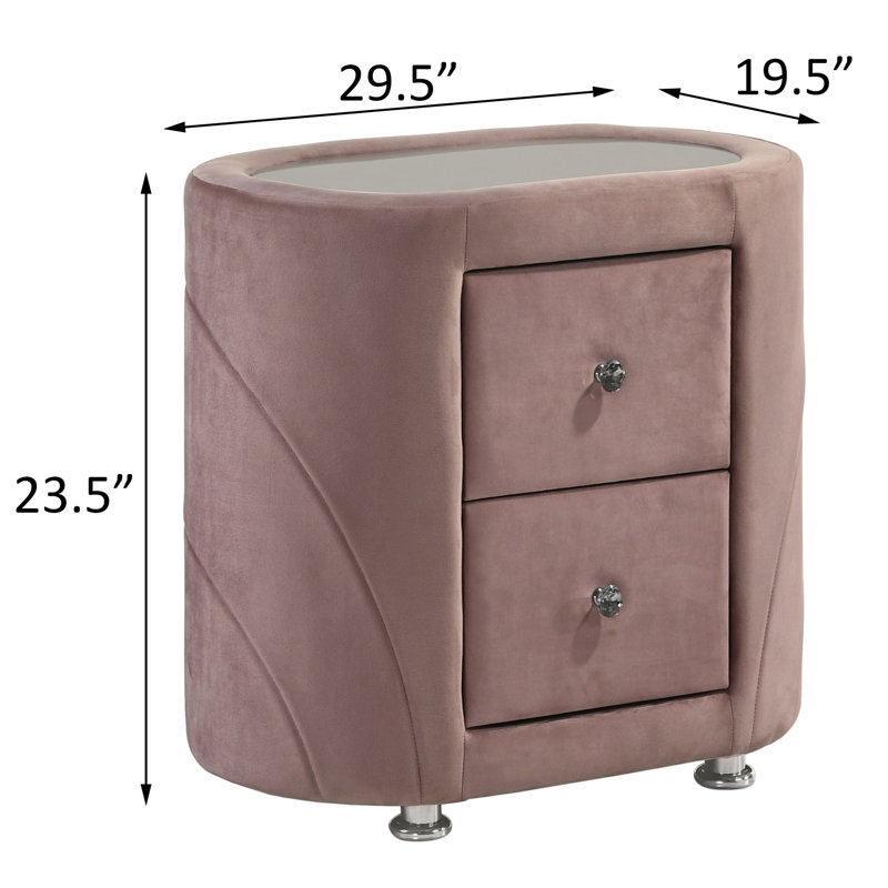 Table de chevet pour chambre à coucher de couleur rose avec un design sophistiqué et une fonction de rangement