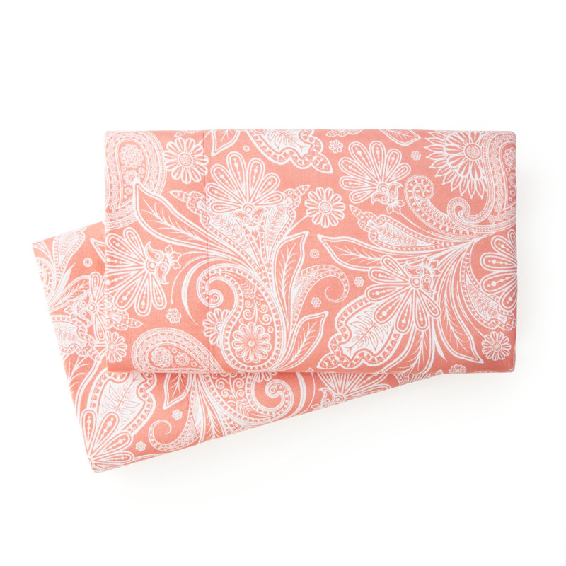 Paisley Perfect Paisley Microfiber Pillowcase, Standard / Queen Pillowcase, Coral Haze/White