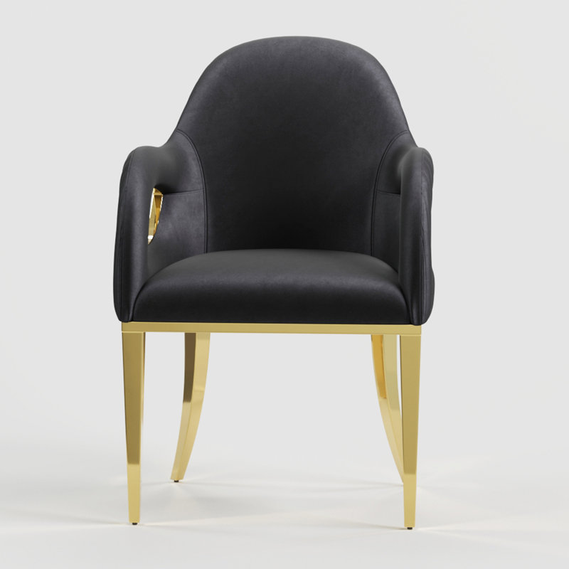 Chaise de salle à manger avec accoudoirs en velours de métal T Miami