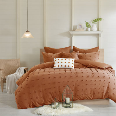 Brooklyn Cotton Jacquard Duvet Cover Set with Euro Shams and Throw Pillows