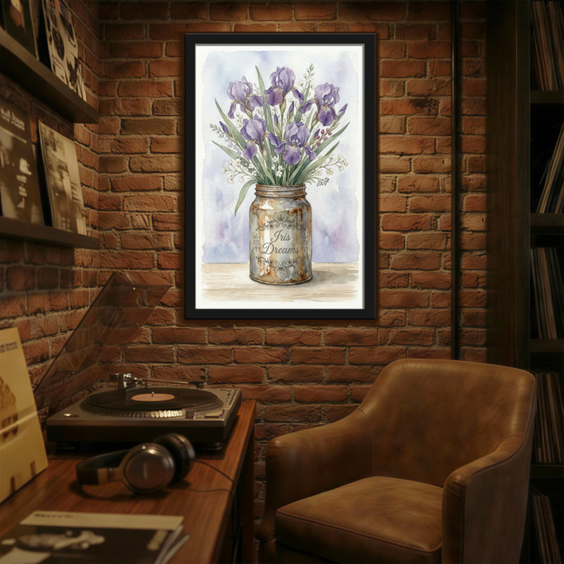 Plantes et fleurs Fleurs d'iris dans un pot rustique avec texte de rêves, H 18 po x l 12 po