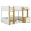 Lit superposé avec bureau, armoire de rangement et ports USB, lit superposé peu encombrant avec échelle et garde-corps