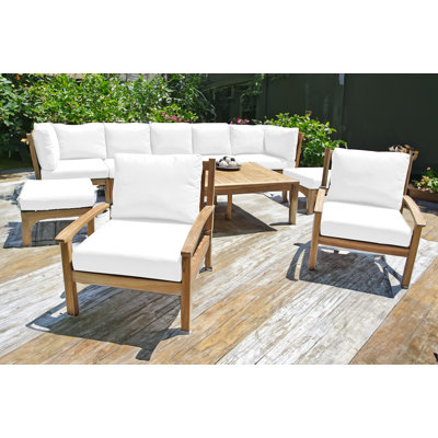 Ensemble de conversation modulaire en teck avec coussins Sunbrella 10 pièces Huntington