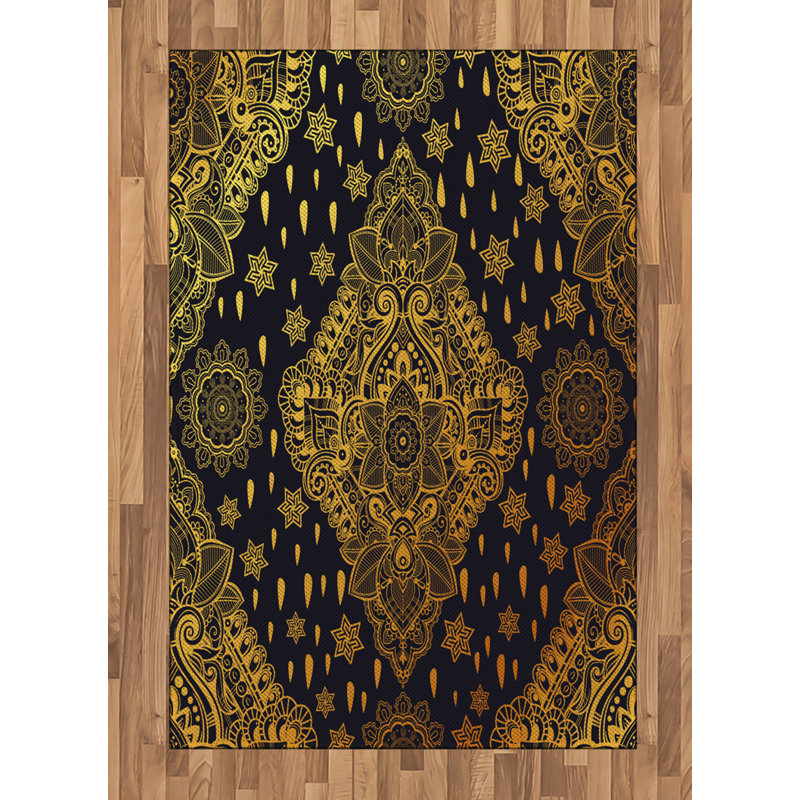 Mandala High Density Long Fiber Poly Threads Decorative Area Rug Carpet, Rectangle 4' x 5'8"