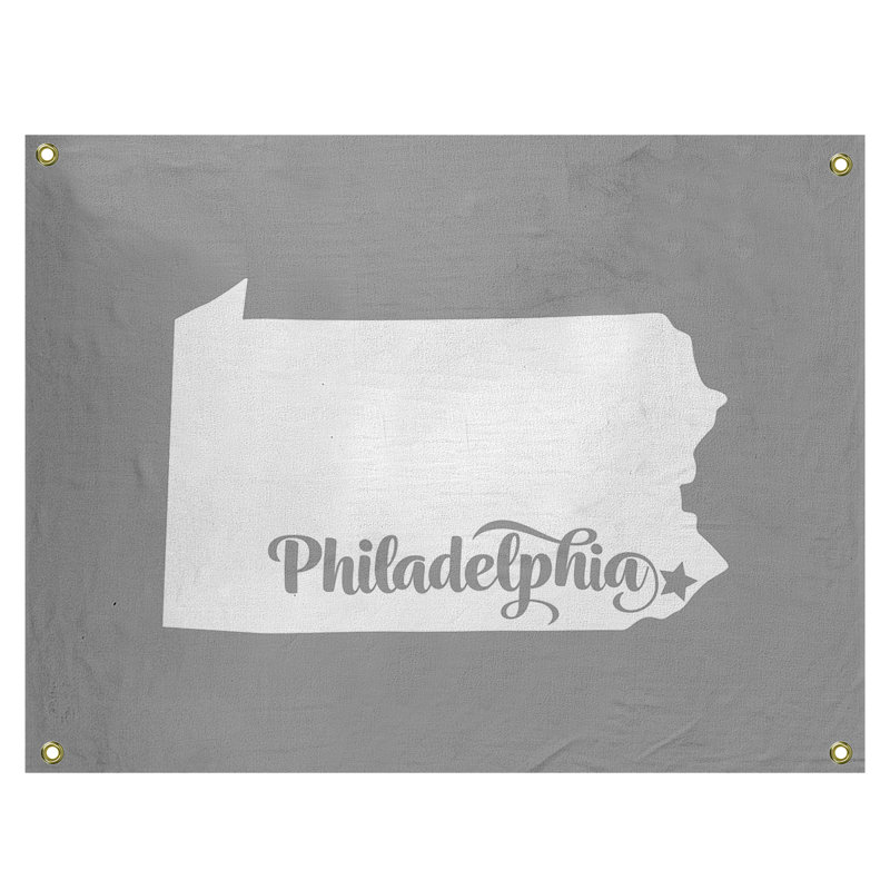 Tapisserie murale philadelphia pennsylvanie, H 26 po x l 36 po, Gris